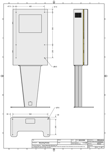 The V32 Mark II is designed to be a Floor Standing that can also be mounted against a wall or Wall Mounted without the base. It can also have a passive second screen at the rear for advertising or information.